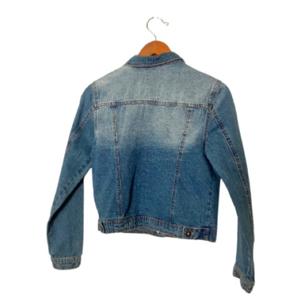 Highway Jeans Distressed Denim Jacket Blue Medium Button‎ Front Pockets - Picture 3 of 3